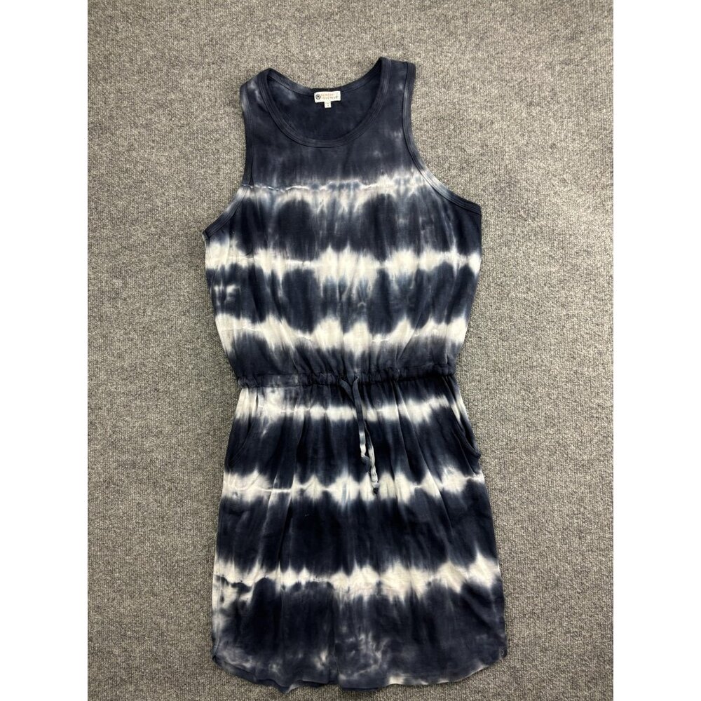 Sundry Navy and White Tie-Dye Mini Dress
